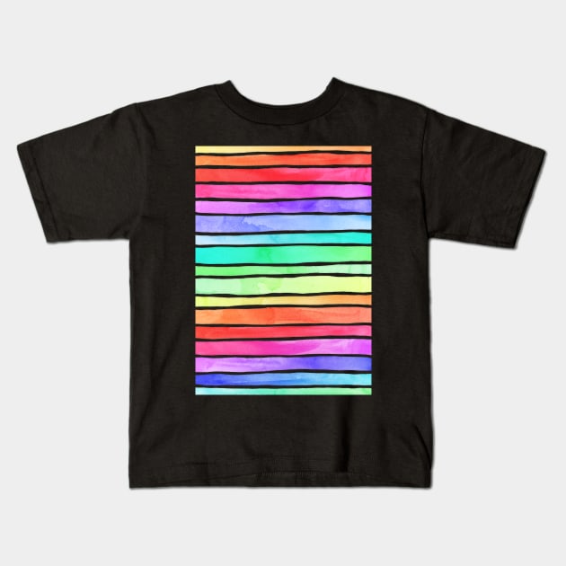 Ever So Bright Rainbow Stripes Kids T-Shirt by micklyn